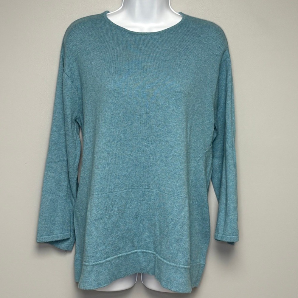 J. Jill Cashmere Cotton Blend Cozy Teal Aqua Casual Relax Fit sweater Sz M
